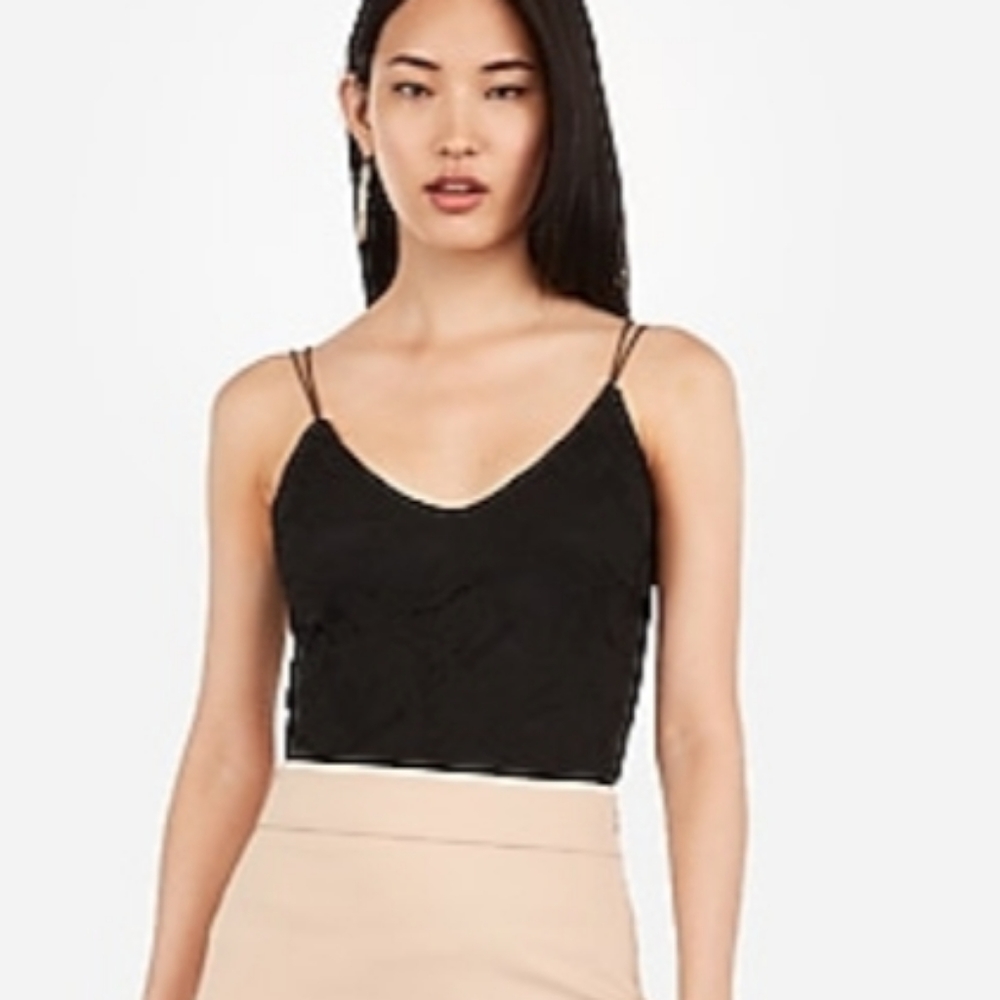 NWT Express Black Lace Strappy back tank L - Picture 5 of 7